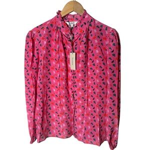 {NWT} Women's TUCKER Floral Pink Blouse Large